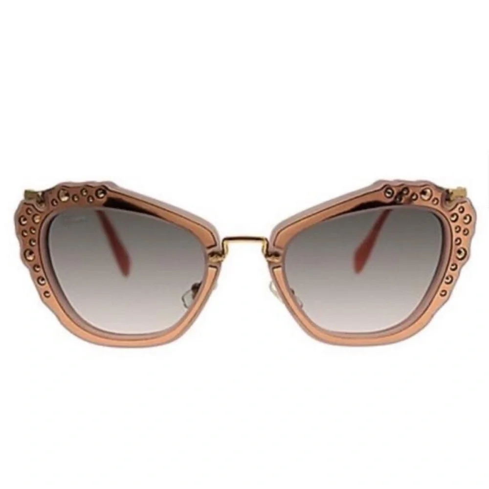 New Miu Miu MU04QS TV1-4K0 Matte Pink Butterfly Stone Frame Sunglasses Shades - Picture 3 of 15